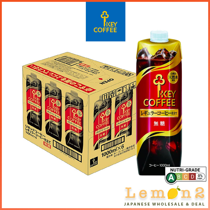 Key Coffee Liquid Coffee Non/Less Sugar/Premium Made With Hakushu Natural Water 1L x 6 Carton