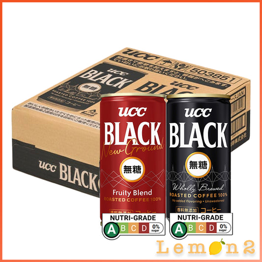 UCC Black Sugar Free / New Ground Fruity Blend Coffee Can 185g x 30 (Carton Deal)