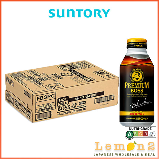 Suntory Premium Boss Black Coffee390ml x 24