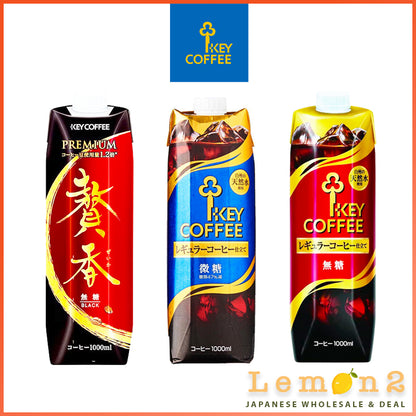 Key Coffee Liquid Coffee Non/Less Sugar/Premium Made With Hakushu Natural Water 1L x 6 Carton